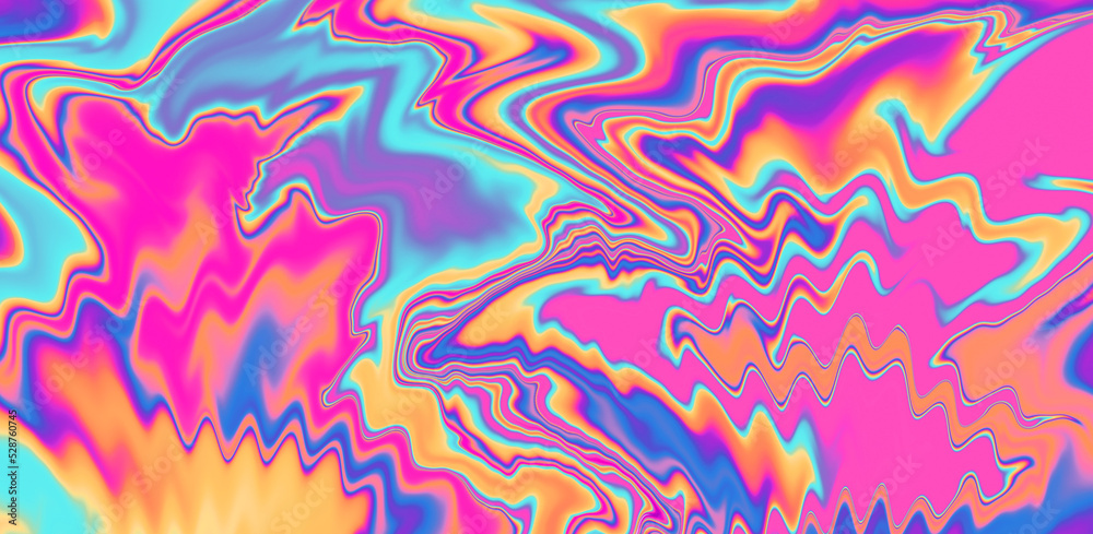 Poster Abstract background with colorful fluid ink and paint stains. Marbling ebru psychedelic texture.