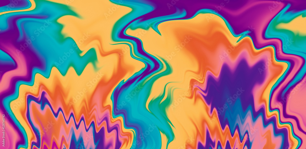 Poster Abstract background with colorful fluid ink and paint stains. Marbling ebru psychedelic texture.