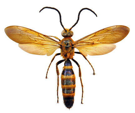 Megacampsomeris mojiensis (male)
Large Insect, Predator Wasps in White Background