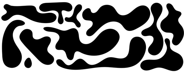 Irregular blob, set of abstract organic shapes. Abstract irregular random blobs. Simple liquid amorphous splodge. Trendy minimal designs for presentations, banners, posters and flyers.