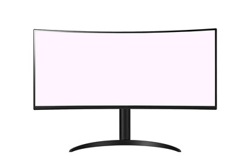 Ultrawide and curved computer monitor isolated on white background
