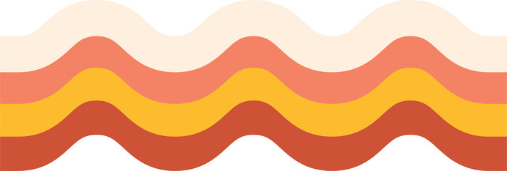 Wavy pattern in retro style. Rainbow wave png element