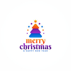 Fototapeta na wymiar colorful merry christmas gradient logo template
