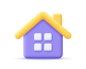 3d home icon. Render house for real estate, mortgage, loan concept and homepage. 3d vector cartoon minimal illustration