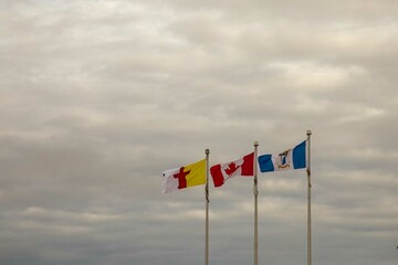 Flags of Nunavut Territory, Canada and Cambridge Bay Municipality