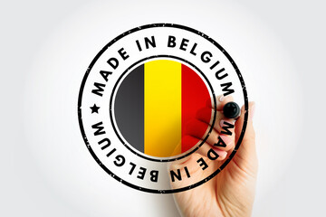 Made in Belgium text emblem badge, concept background