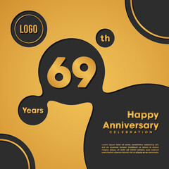 69 Years Anniversary template design. Golden Anniversary, vector illustration.