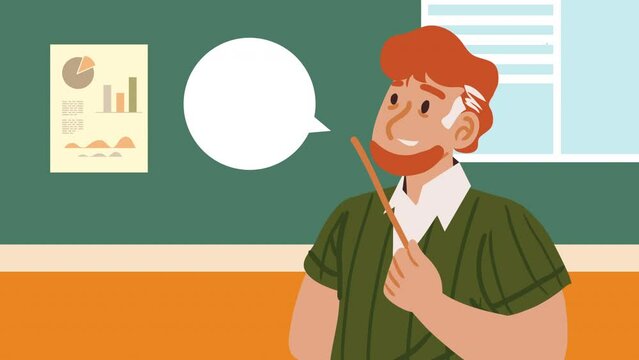 teacher with pointer stick character