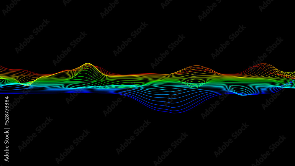 Poster dots wave. abstract background. neon light. particle effects. isolated on black backdrop. big data c
