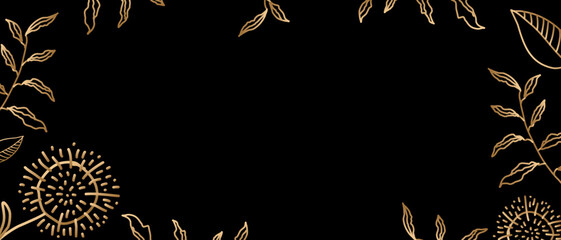 Trendy vector abstract banner template, poster with floral elements and plants. Vector background for banner or poster design, floral background spring and summer