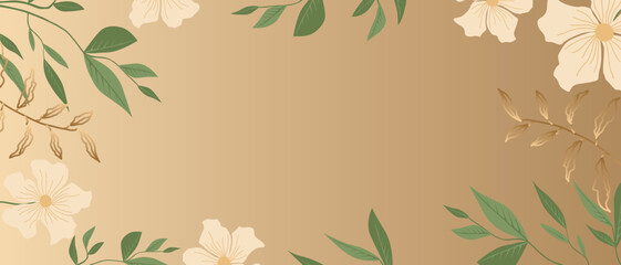 Trendy vector abstract banner template, poster with floral elements and plants. Vector background for banner or poster design, floral background spring and summer