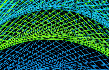 color string art abstract pattern on black background