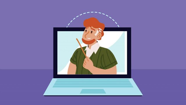 teacher with pointer stick character