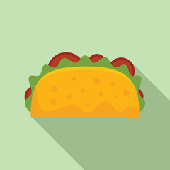Mexican taco icon flat vector. Tortilla food. Tacos menu