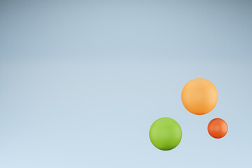 multicolored spheres on a blue background, 3d render