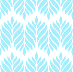 Fototapeta na wymiar Geometric seamless pattern with leaves. Abstract floral background. Vector illustration.