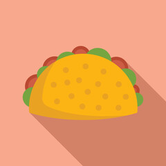 Cheese taco icon flat vector. Mexican food. Tacos beef