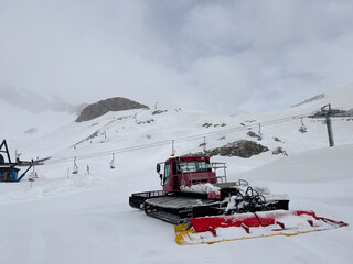 snow grooming machine at the ski resort in the Pyrenees