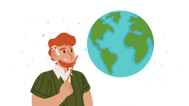 teacher with pointer stick character