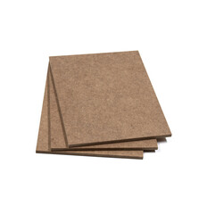 Three boards of raw HDF on a white background.