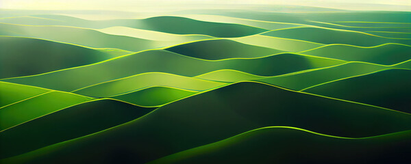 Fototapeta premium Abstract green landscape wallpaper background illustration