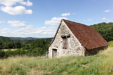 Fototapeta na wymiar Landscape in Lacave commune, Lot department, France