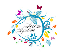 vintage multicolored graphic frame with butterflies. Vector illustration