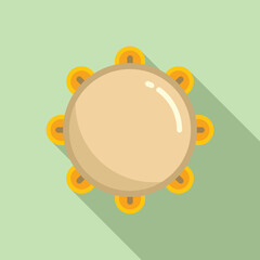 Instrument tambourine icon flat vector. Music drum. Samba carnival