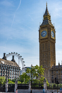 A View of Big Ben, Parliament, and the London Eye in Westminster London