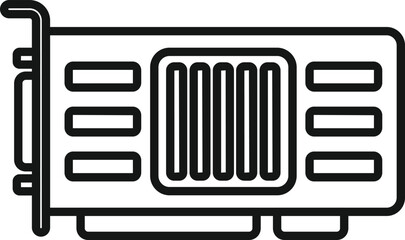 Chip gpu card icon outline vector. Graphic pc. Cpu fan