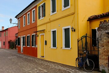 Fototapeta na wymiar Colourful houses, Mazzorbo Island, Veneto, Italy 