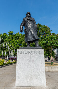 Winston Churchill Statue In Parliament Square In London