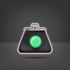 Cryptocurrency digital wallet concept illustration with wallet isolated on grey background. Crypto wallet label, icon, mobile app icon, button, social media post, banner and poster design template.