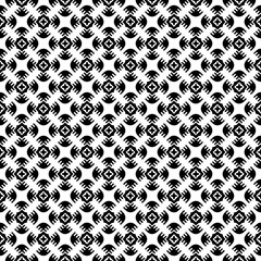 Black and white seamless pattern texture. Greyscale ornamental graphic design. Mosaic ornaments. Pattern template. Vector illustration. EPS10.