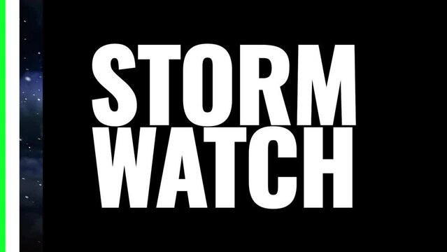 A dynamic winter STORM WATCH election update news motion graphic background transition. 6 and 4 second options included. Green screen.  	