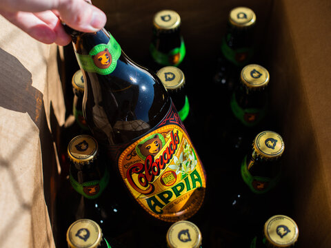 Box of Brazilian Colorado APPIA  Beer From Ribeirao Preto, Sao Paulo made by AMBEV, a company from INBEV