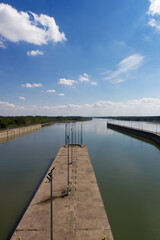 Naklejka premium The Gabcikovo-Nagymaros Project is a large-scale hydroelectric dam system on the Danube River, jointly undertaken by Hungary and Slovakia.