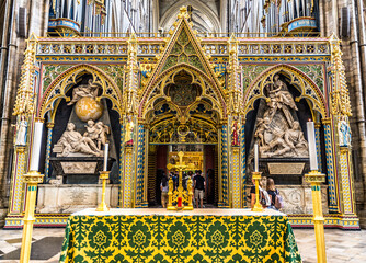 Westminster Abbey Sir Isaac Newton's Tomb in the Corner of the Left Side of Choir in London