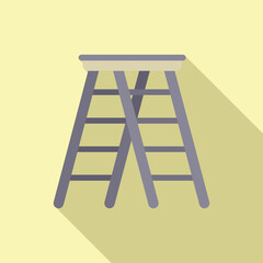 Construction ladder icon flat vector. Wooden step. Metal stair