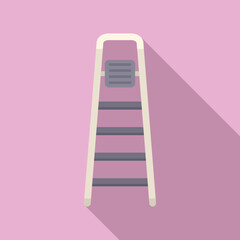 Stair ladder icon flat vector. Wood construction. Portable tool