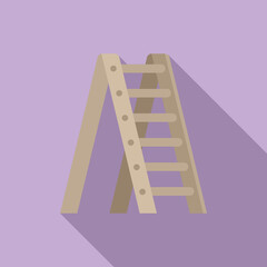 Old ladder icon flat vector. Wood safety. Portable tool