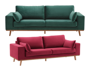 sofa green red cut out transparent background