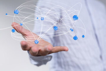 Global network. Blockchain. 3D illustration. Neural networks and artificial intelligence. Abstract