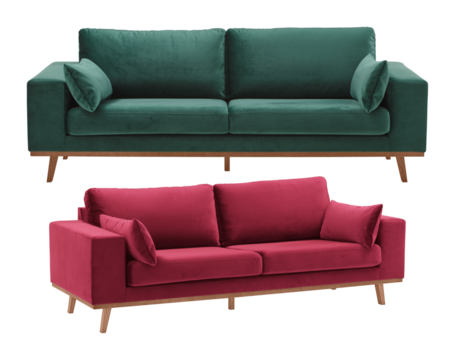 sofa green red cut out transparent background