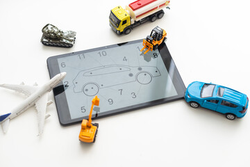 Tablet computer with different types of toy transport