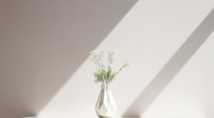 Arrangement wildflowers in vase on white table