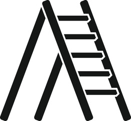 Line metal ladder icon simple vector. Wood step. Stair up
