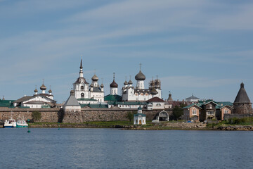Fototapeta na wymiar View of Solovetsky monastery in summer day. Russia