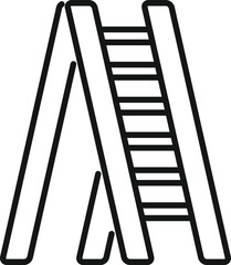 Step ladder icon outline vector. Metal up. Safety staircase