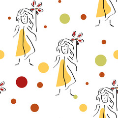 Trendy paper art banner with colorful girl for print design. Beautiful young girl. Abstract texture. Creative design.